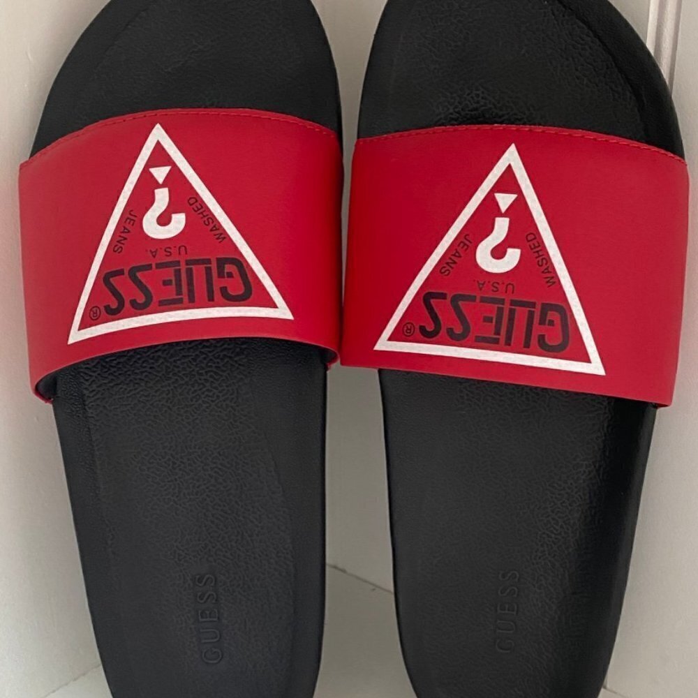 GUESS EneloChili Pepper/White/Black Slides Size 11M - Picture 4 of 5